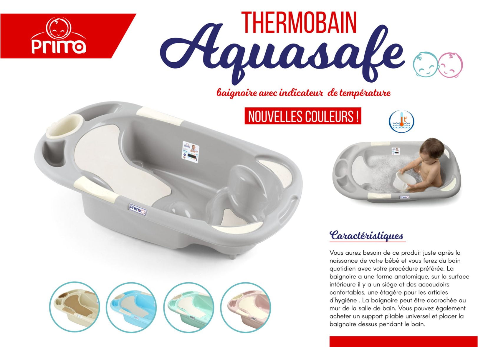 Baignoire Aquasafe sans indicateur de chaleur