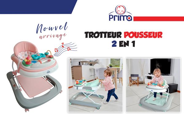 Trotteur, Pousseur 2EN1 PRIMA First Step - Bleu