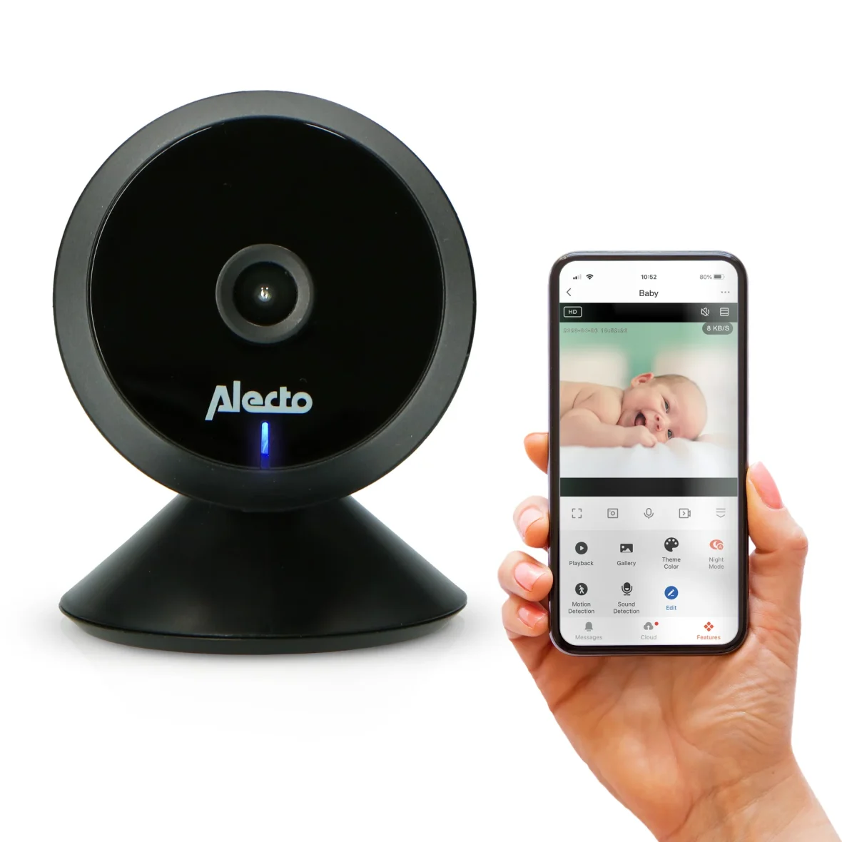 Babyphone Wi-Fi avec caméra – Noir