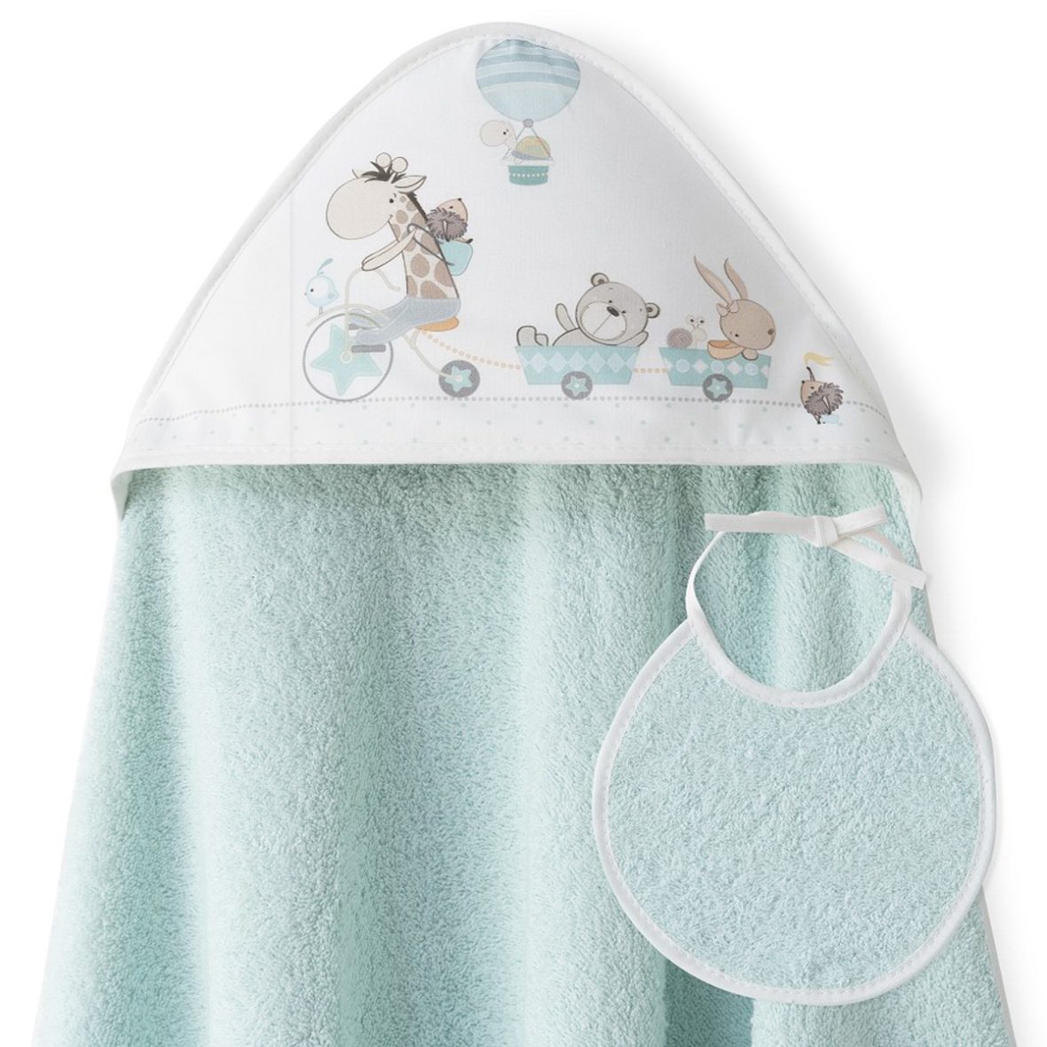 Cape de bain bébé + Bavoir.
