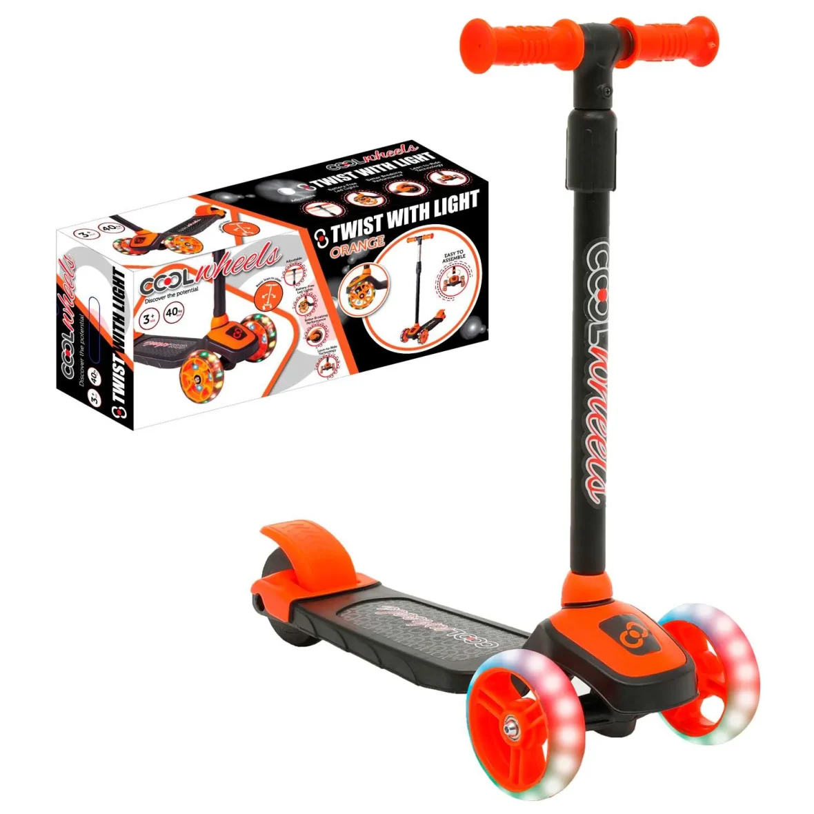 Trottinettes 3 roues lumineuses – Orange