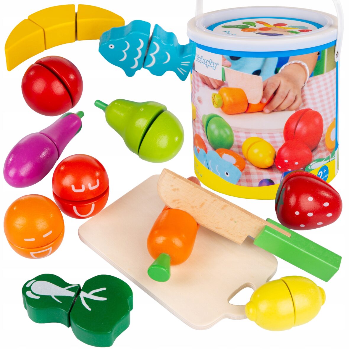 Ensemble de découpe de fruits et légumes en bois